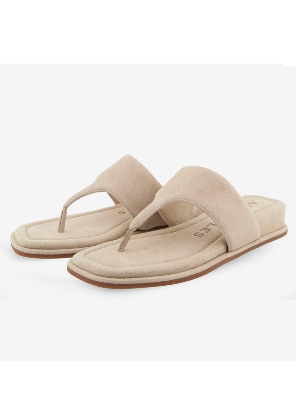 AEROSOLES Barry Mini Wedge Thong Sandal in Suede Pale Khaki
